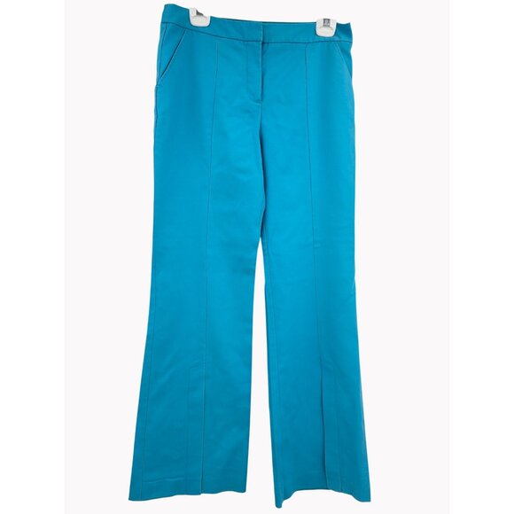 Trina Turk sz 8 Womens 32W Slit Front Flare Pants Turquoise Tencel Blend - Picture 2 of 7